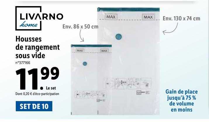 housses de rangement sous vide livarno home