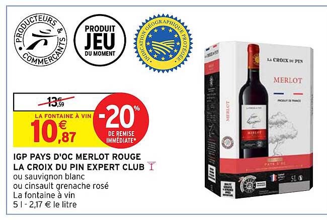 Igp Pays D'oc Merlot Rouge La Croix Du Pin Expert Club