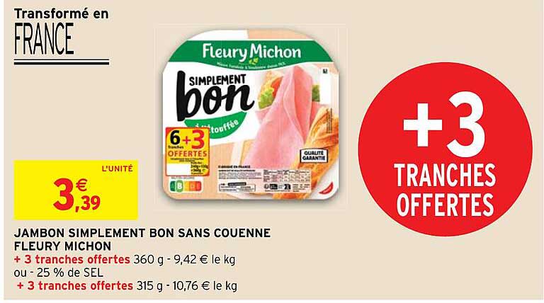 Jambon Simplement Bon Sans Couenne Fleury Michon
