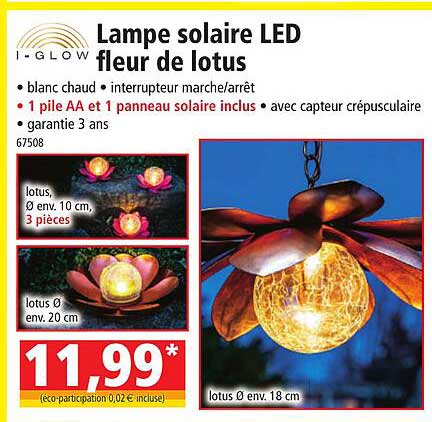 lampe solaire led fleur de lotus i-glow