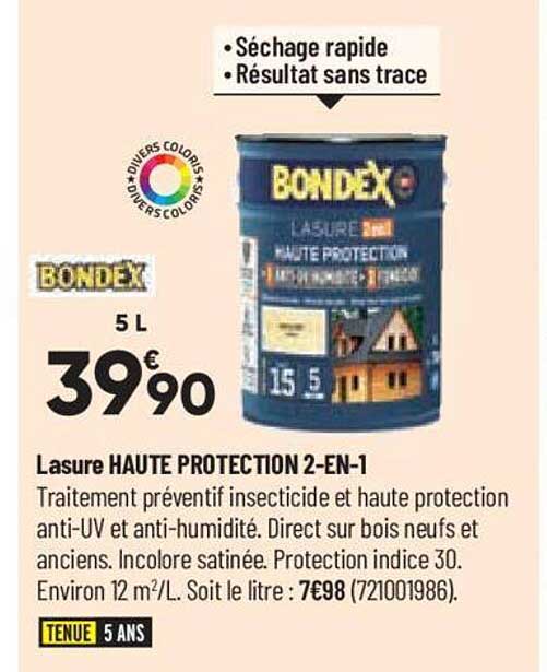 Lasure Haute Protection 2-en-1 Bondex
