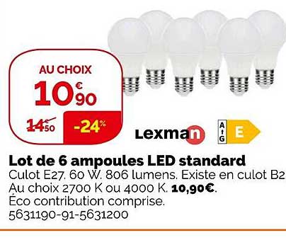 Lot De 6 Ampoules Led Standard Lexman