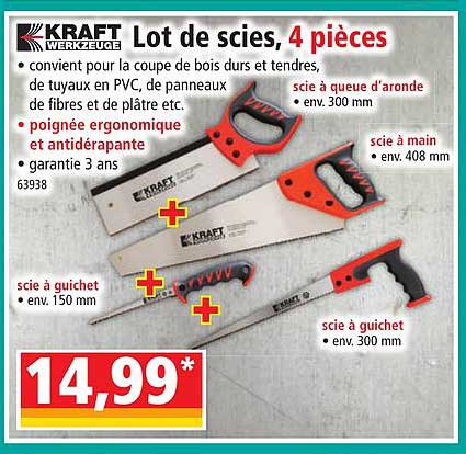lot de scies, 4 pièces kraft werkzeuge