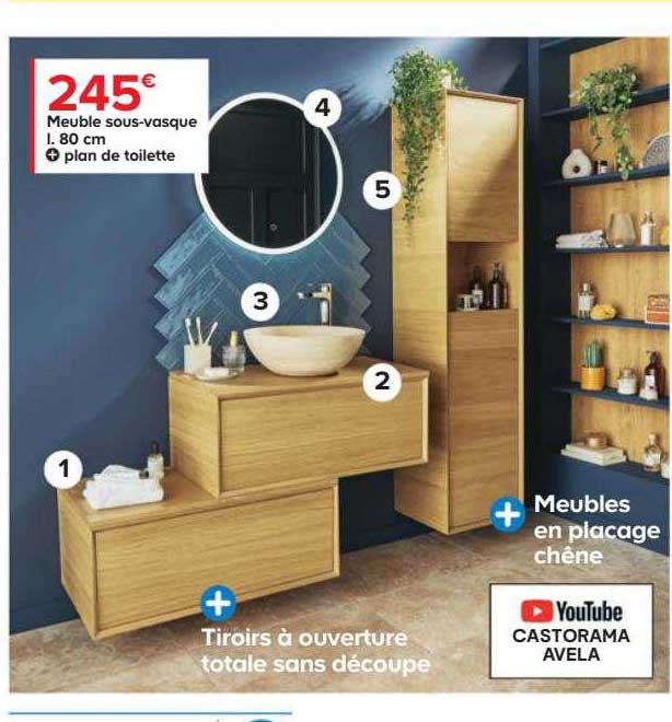 meuble sous-vasque l. 80 cm