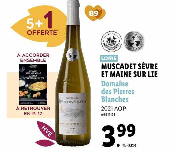 muscadet sèvre et maine sur lie domaine des pierres blanches 2021 aop