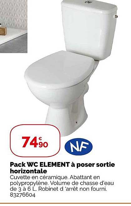 pack wc élément à poser sortie horizontale