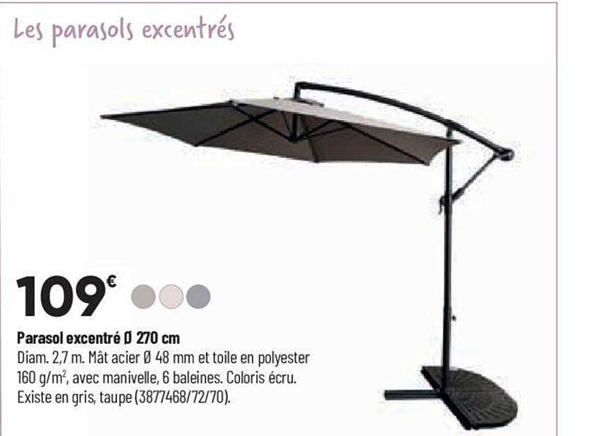parasol excentré ø 270 cm