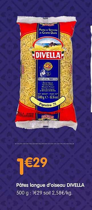 pâtes langue d'oiseau divella