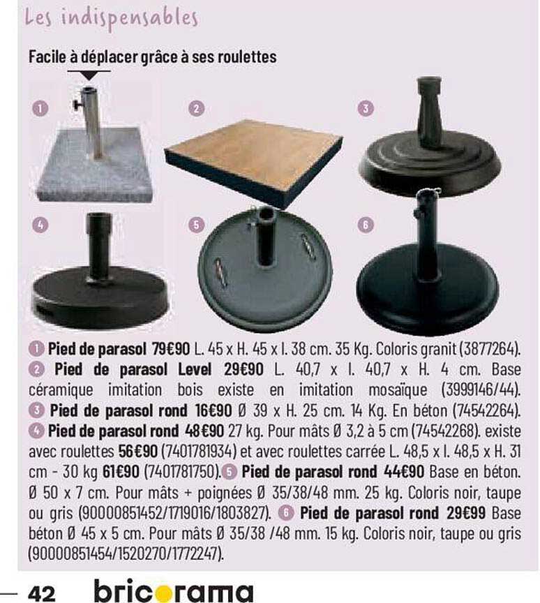 pied de parasol, pied de parasol level, pied de parasol rond