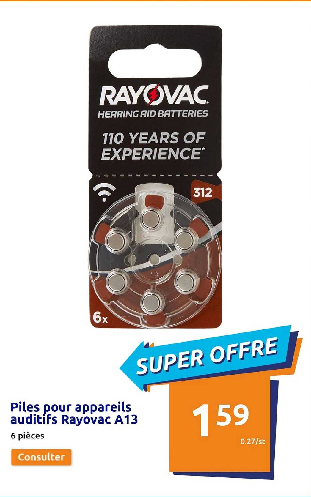 piles poru appareils auditifs rayovac a13