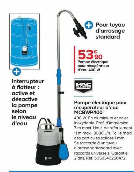 pompe électrique pour récupérateur d'eau mcbwp400 mac allister