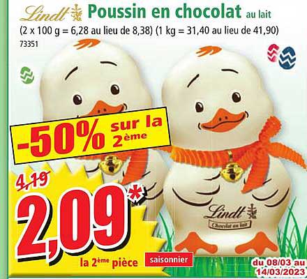 poussin en chocolat au lait lindt