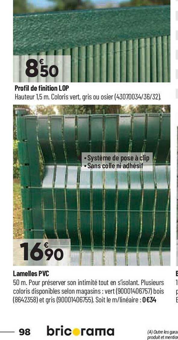 profil de finition lop, lamelles pvc
