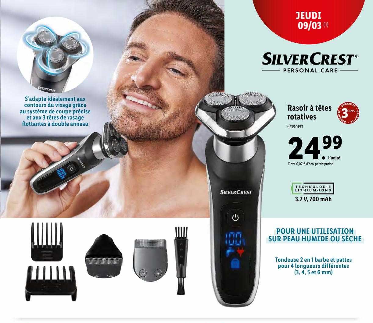 rasoir à têtes rotatives silver crest