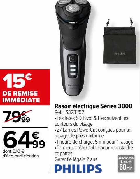 rasoir électrique séries 3000 philips