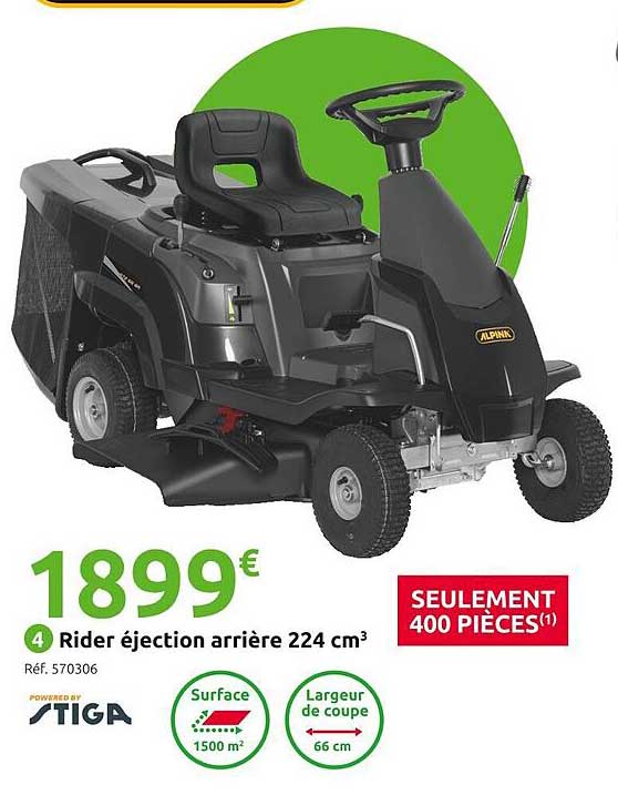 rider éjection arrière 224 cm³ stiga