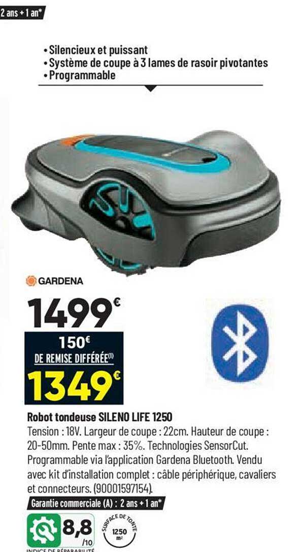 robot tondeuse sileno life 1250 gardena