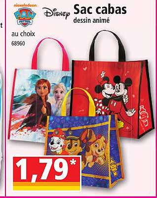 sac cabas dessin animé paw patrol, disney