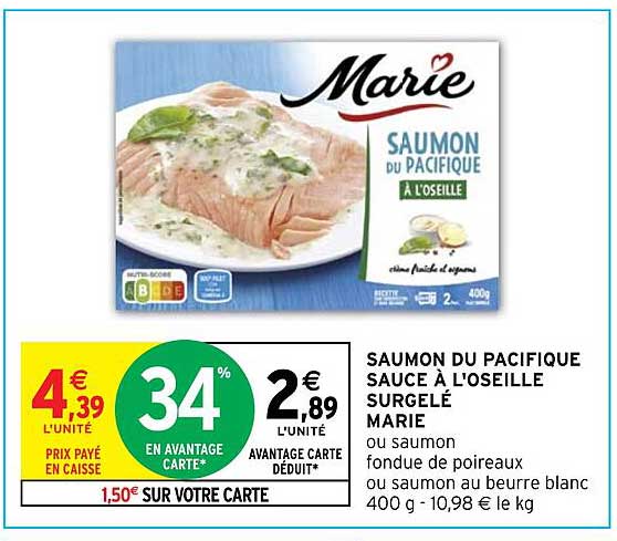 Saumon Du Pacifique Sauce à L'oseille Surgelé Marie