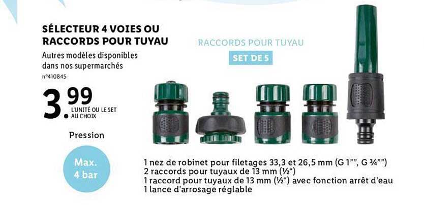 sélecteur 4 voies ou raccords pour tuyau parkside
