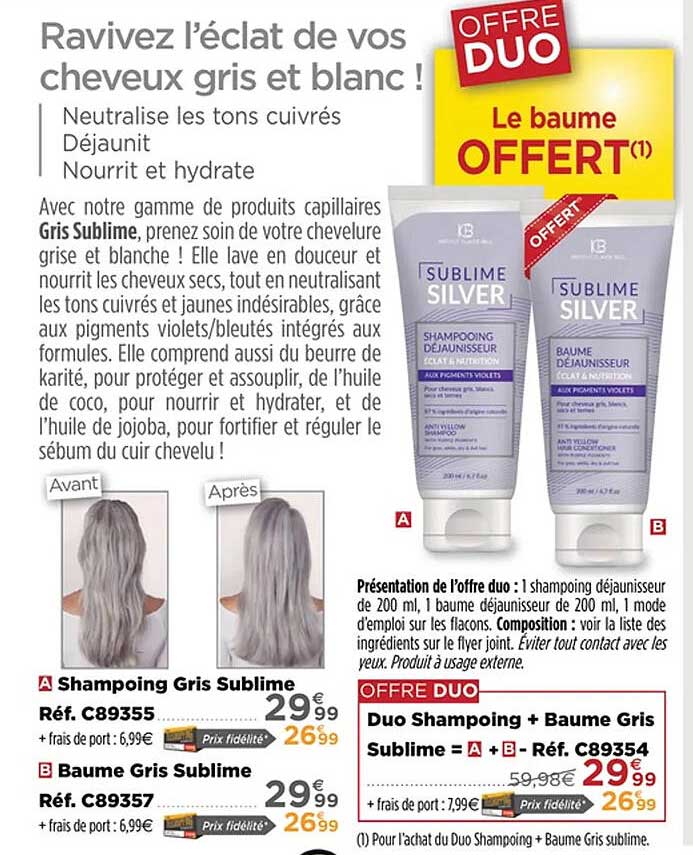 shampoing gris sublime, baume gris sublime