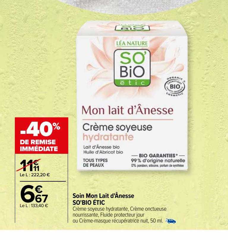soin mon lait d'ânesse so'bio étic