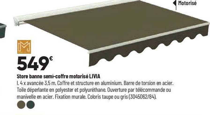 store banne semi-coffre motorisé livia