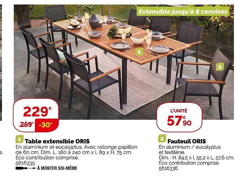 Table Extensible Oris, Fauteuil Oris