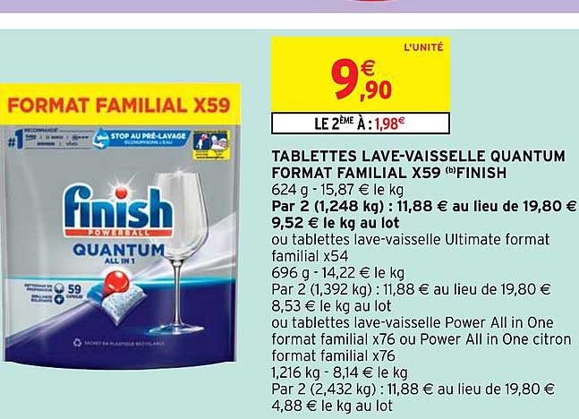 tablettes lave-vaisselle quantum format familial x59 finish