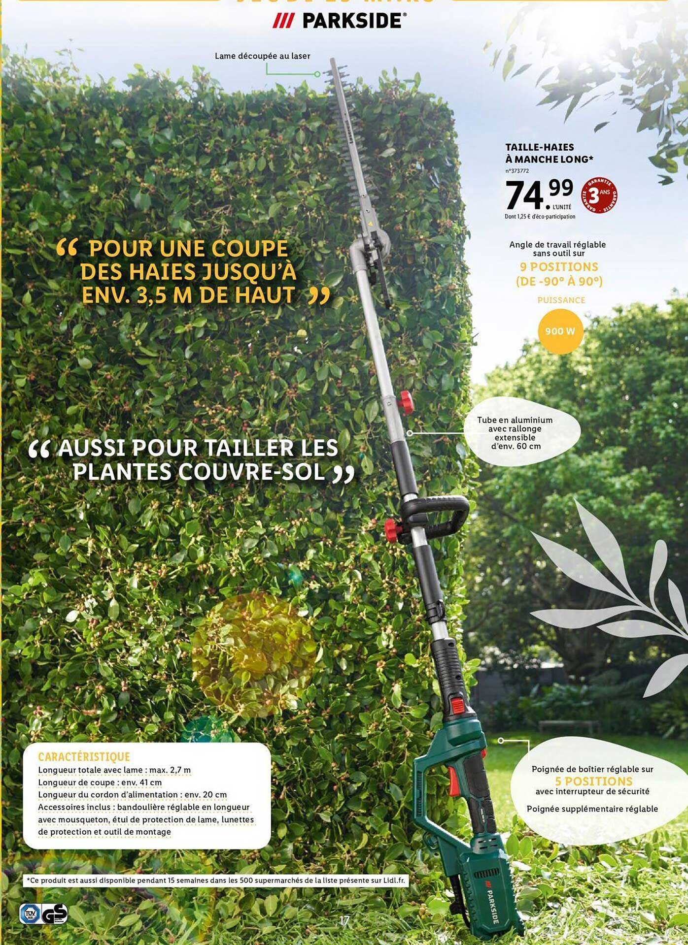 taille-haies à manche long parkside