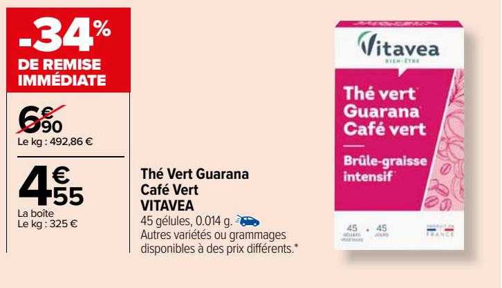 thé vert guarana café vert vitavea