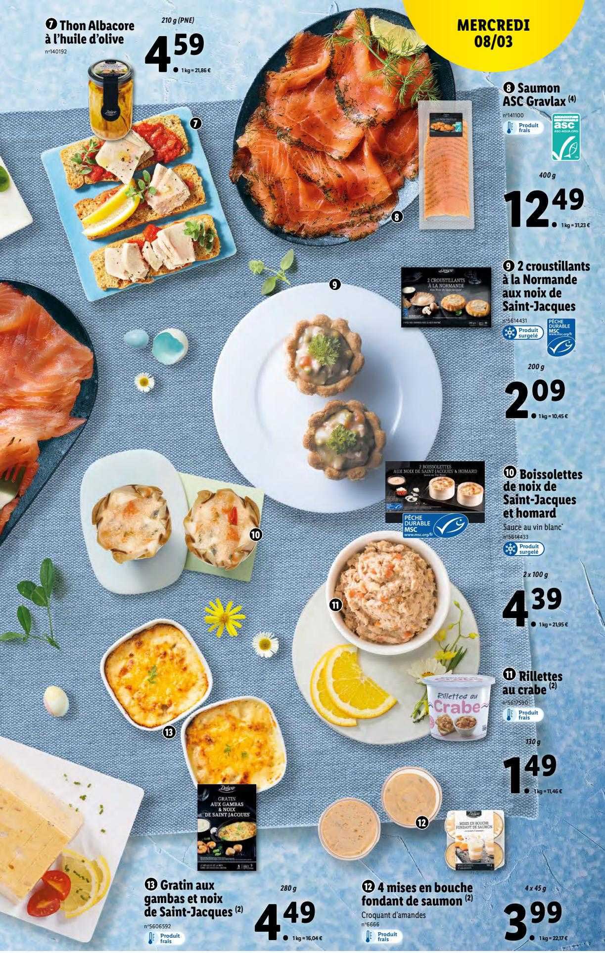 thon albacore à l'huile d'olive, saumon asc gravlax, 2 croustillants à la normande saux noix de saint-jacques, boissolettes de noix de saint-jacques et homard, rillettes au crabe, 4 mises en bouche