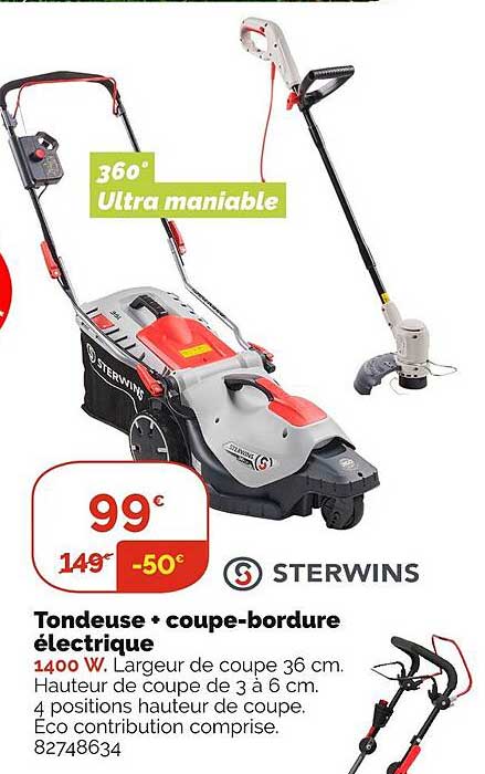 tondeuse + coupe-bordure électrique sterwins