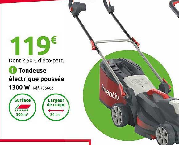 tondeuse électrique poussée 1300 w inventiv