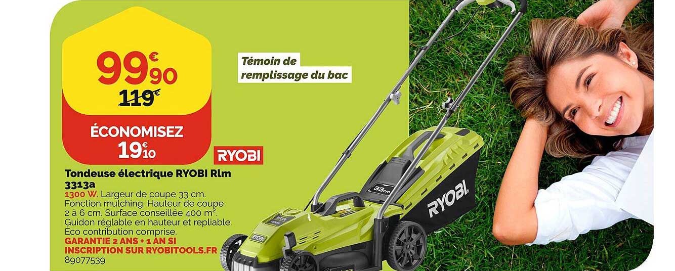 Tondeuse électrique Ryobi Rlm 3313a Ryobi