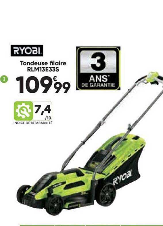 tondeuse filaire rlm13e33s ryobi