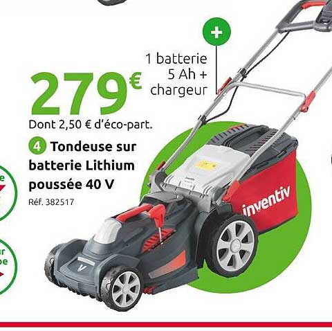 tondeuse sur batterie lithium poussée 40v inventiv