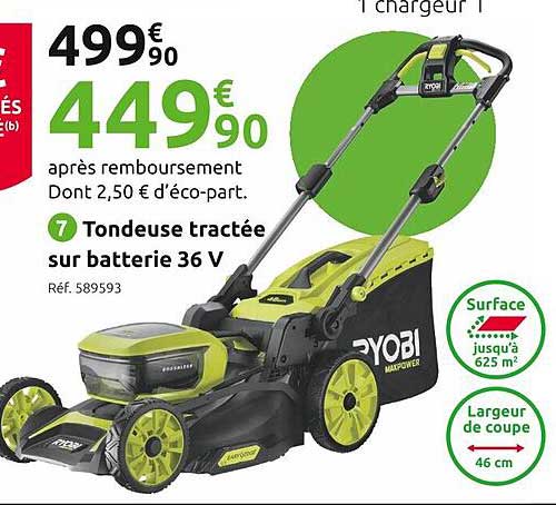 Tondeuse Tractée Sur Batterie 36v Ryobi