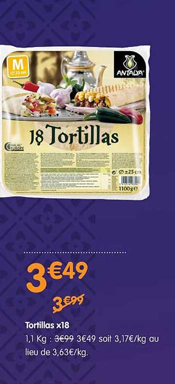 tortillas x18
