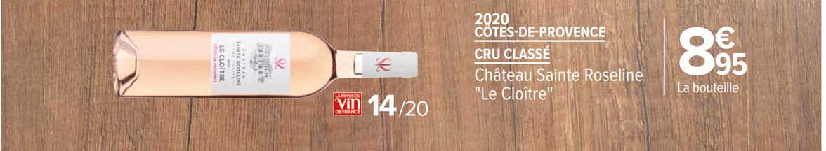 2020 côtes-de-provence cru classé château saint roseline "le cloître"