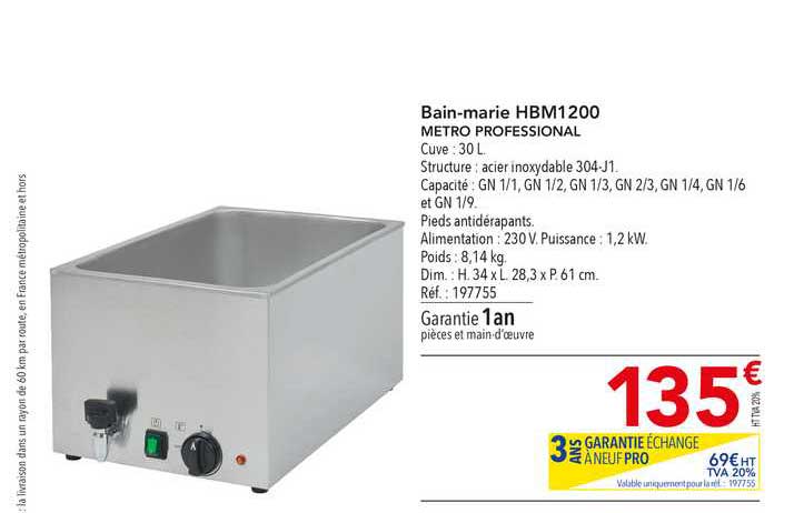 bain-marie hbm1200 metro professional