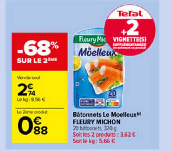 bâtonnets le moelleux fleury michon