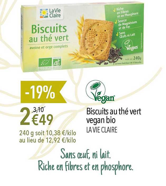 Biscuits Au Thé Vert Vegan Bio La Vie Claire