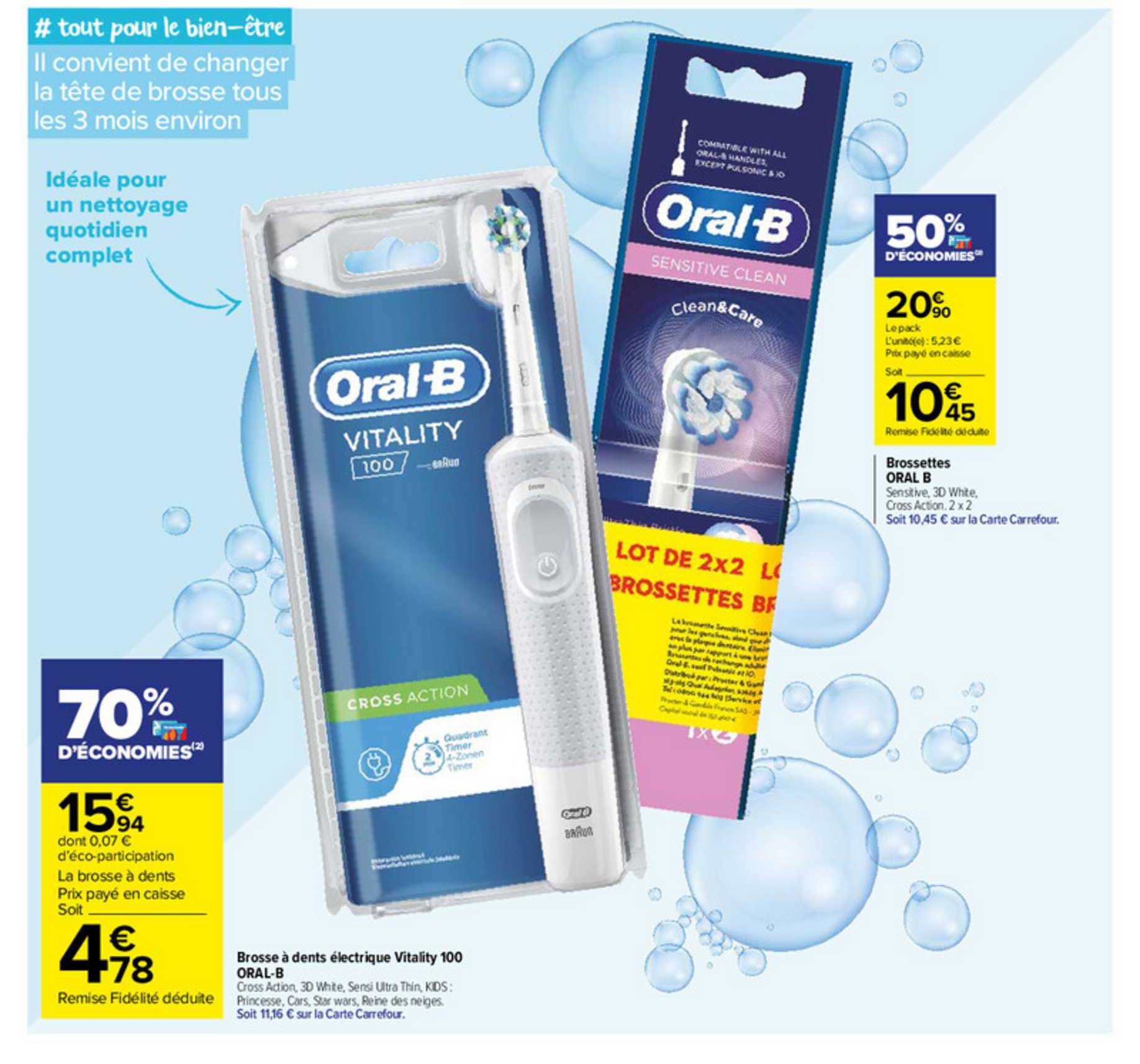 brossettes oral b, brosse à dents électrique vitality 100 oral-b