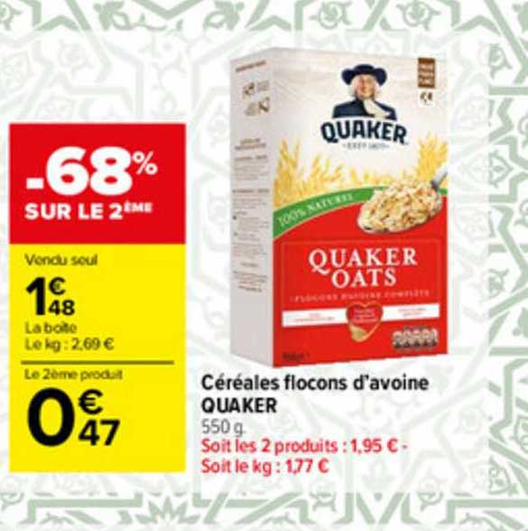 céréales flocons d'avoine quaker