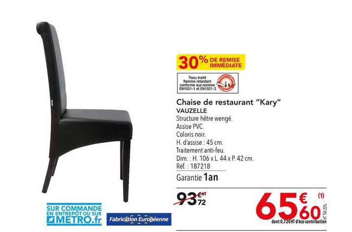 chaise de restaurant "kary" vauzelle