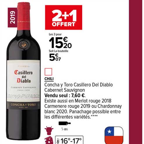 chili concha y toro casellero del diablo cabernet sauvignon