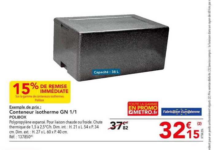 Conteneur Isotherme Gn 1-1 Polybox