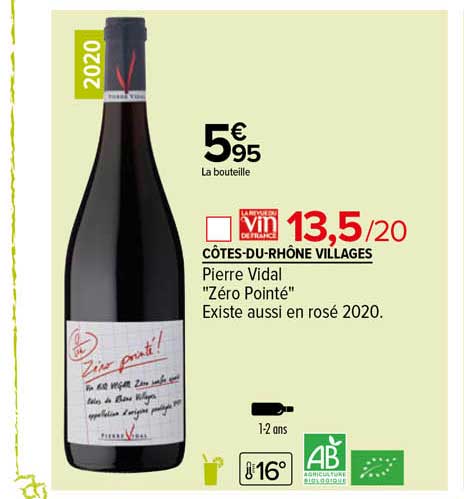 côtes-du-rhône villages pierre videal "zéro pointé"