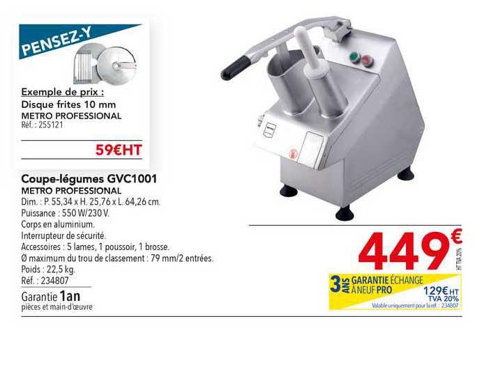 coupe-légumes gvc1001 metro professional